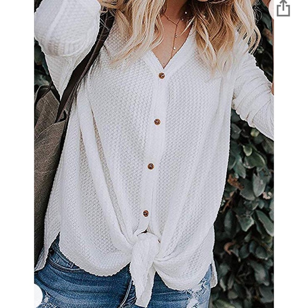 Front Knot Long Sleeve Thermal Top - Picture 3 of 4